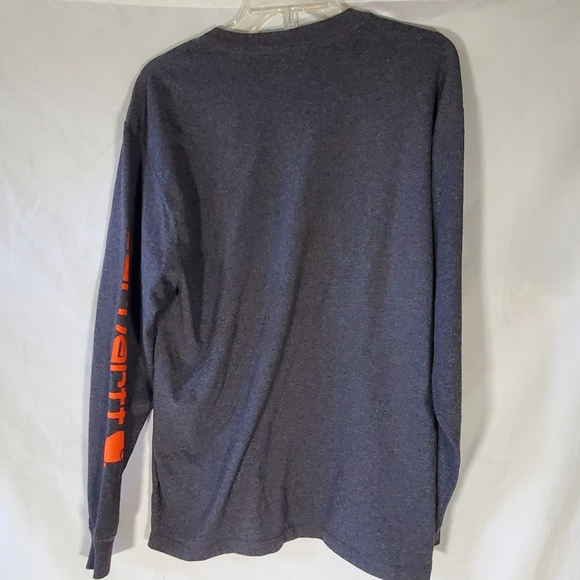 CARHARTT GREY GRAY LONG SLEEVE LOGO LOOSE FIT WORKING CASUAL WESTERN SHIRT - Picture 4 of 6